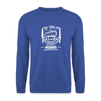 Ein Koch Geschenk - Unisex Pullover - Royalblau - Vorne - Alina (178cm) & Michal (187cm)