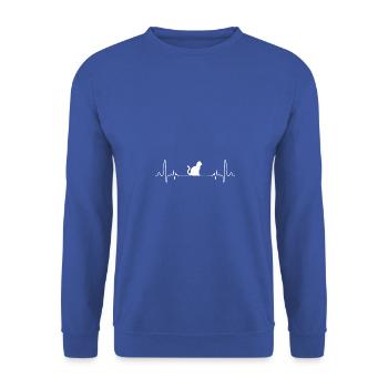Herzschlag Katze - Unisex Pullover - Royalblau - Vorne - Alina (178cm) & Michal (187cm)