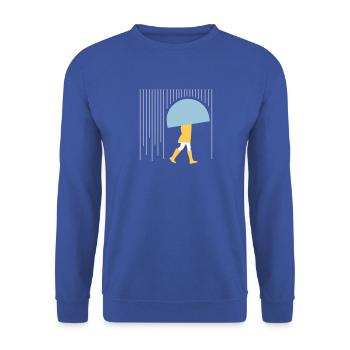 Mensch im Regen - Minimal - Unisex Pullover - Royalblau - Vorne - Alina (178cm) & Michal (187cm)