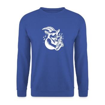 Goat Playing Saxophone Farm Silhouette - Unisex Sweatshirt - royal blue - Front - Alina (178cm) & Michal (187cm)