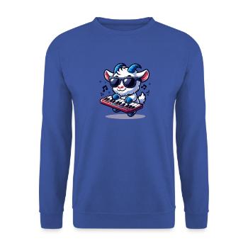 Cute goat playing keyboard on farm - Unisex Sweatshirt - royal blue - Front - Alina (178cm) & Michal (187cm)