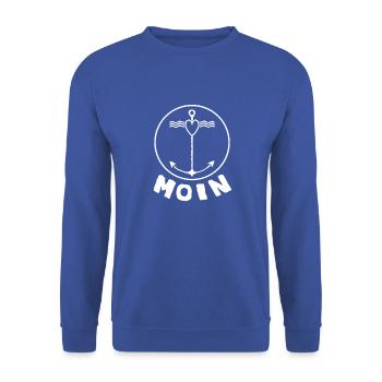 Norddeutschland Moin Super Geschenkidee Begrüßung - Unisex Pullover - Royalblau - Vorne - Alina (178cm) & Michal (187cm)