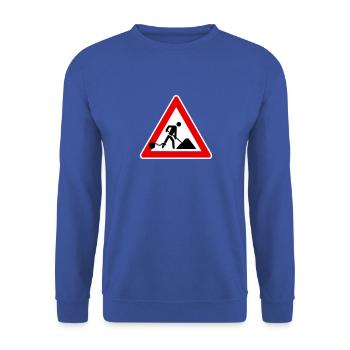 Attention work frustration traffic signs work site - Unisex Sweatshirt - royal blue - Front - Alina (178cm) & Michal (187cm)