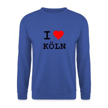 I love Köln / Ich liebe Köln - Unisex Pullover - Royalblau - Vorne - Alina (178cm) & Michal (187cm)