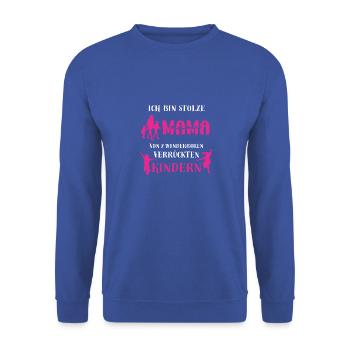 Stolze Mama - Unisex Pullover - Royalblau - Vorne - Alina (178cm) & Michal (187cm)