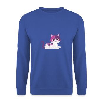 Katze miaw Liebe, Katzenliebhaber, miaw, miau - Unisex Pullover - Royalblau - Vorne - Alina (178cm) & Michal (187cm)