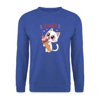 Gourmet-Katze und Eiscreme - Unisex Pullover - Royalblau - Vorne - Alina (178cm) & Michal (187cm)