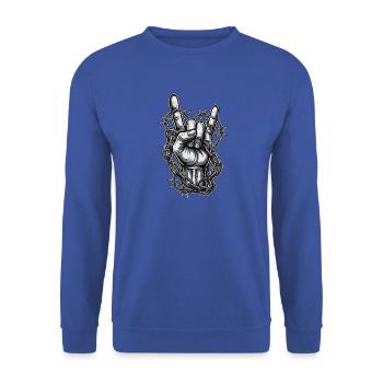 Heavy Metal Stacheldraht - Unisex Pullover - Royalblau - Vorne - Alina (178cm) & Michal (187cm)