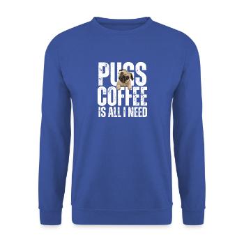Mops und Kaffee Liebe - Unisex Pullover - Royalblau - Vorne - Alina (178cm) & Michal (187cm)