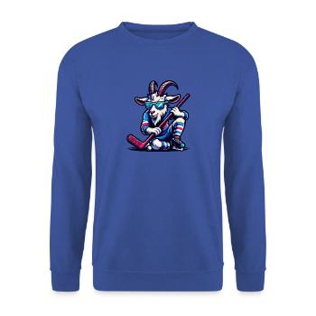 Eisfeld Hockey Ziege Torwart Team Design - Unisex Pullover - Royalblau - Vorne - Alina (178cm) & Michal (187cm)