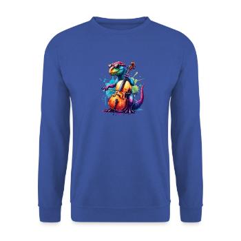 Cooler Dino Cellist Klassische Musik - Unisex Pullover - Royalblau - Vorne - Alina (178cm) & Michal (187cm)