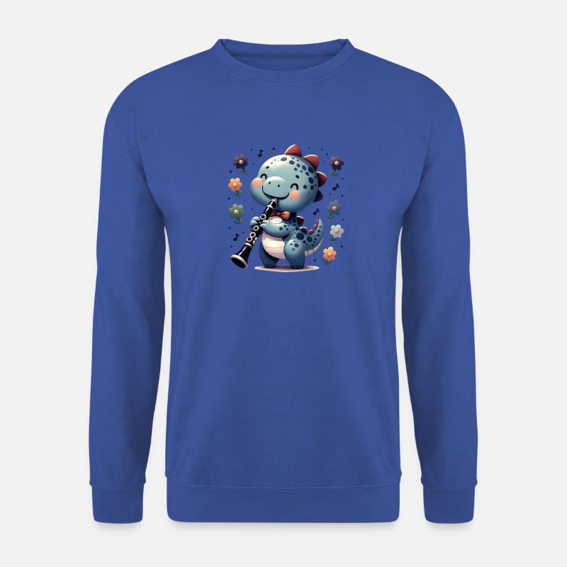 Süßer Dino Flötist Spielt Blockflöte - Unisex Pullover - Royalblau