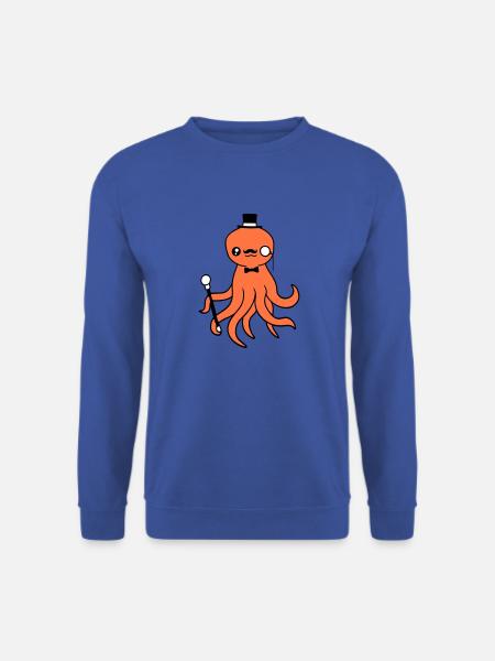 Kraken Mr. Sir Zylinder Hut Monokel Brille reich - Unisex Pullover - Royalblau
