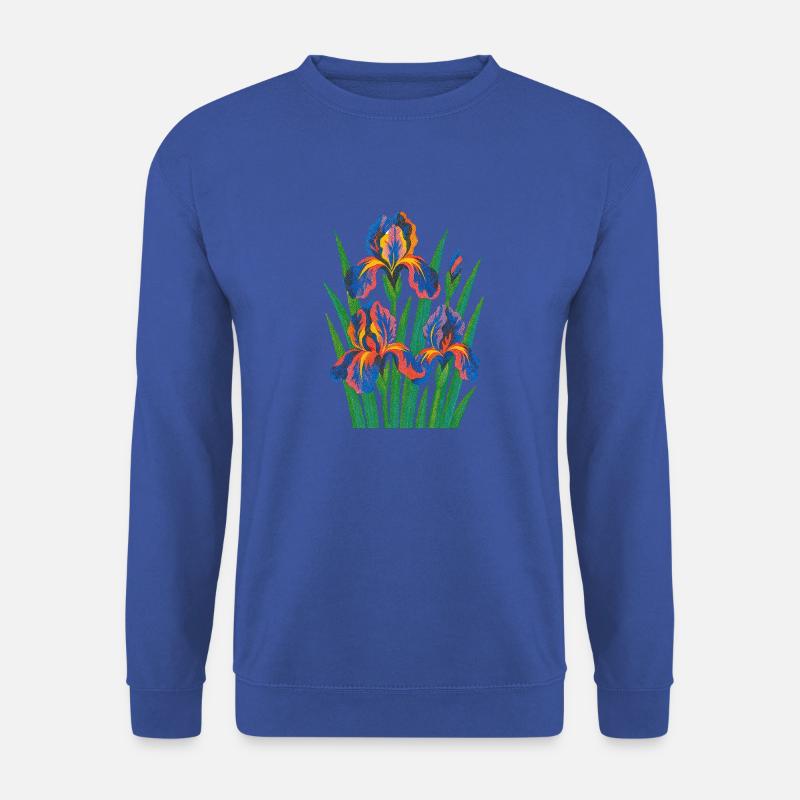 Retro Iris Blumige Blüte - Unisex Pullover - Royalblau