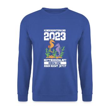 Seepferdchen Kita Kindergarten 2023 - Unisex Pullover - Royalblau - Vorne - Alina (178cm) & Michal (187cm)