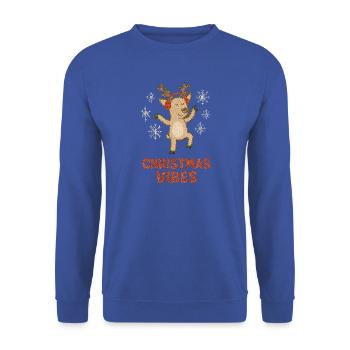 Rentier Glitzer Winter Vibrationen - Unisex Pullover - Royalblau - Vorne - Alina (178cm) & Michal (187cm)