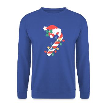 Zuckerstangen-Weihnachtsbeleuchtung - Unisex Pullover - Royalblau - Vorne - Alina (178cm) & Michal (187cm)
