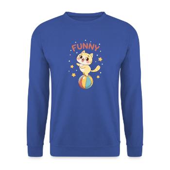 Kawaii-Kätzchen auf einem bunten Ball - Unisex Pullover - Royalblau - Vorne - Alina (178cm) & Michal (187cm)