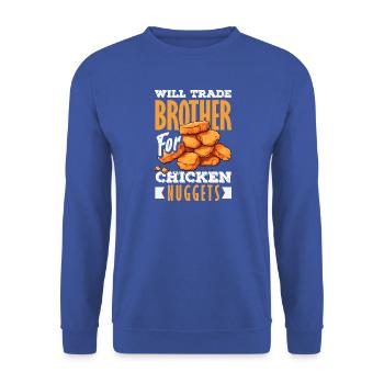 Tausche Meinen Bruder Gegen Chicken Nuggets - Unisex Pullover - Royalblau - Vorne - Alina (178cm) & Michal (187cm)