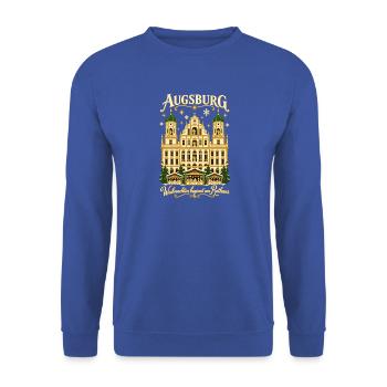 Augsburg Weihnachten am Rathaus - Unisex Pullover - Royalblau - Vorne - Alina (178cm) & Michal (187cm)