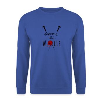 Komme was Wolle - Unisex Pullover - Royalblau - Vorne - Alina (178cm) & Michal (187cm)