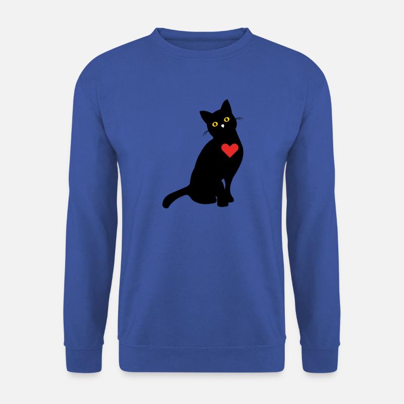 Katze mit Herz Schwarz Geschenk - Unisex Pullover - Royalblau