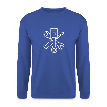 Pistons and tools 1c (+ your text) - Unisex Sweatshirt - royal blue - Front - Alina (178cm) & Michal (187cm)