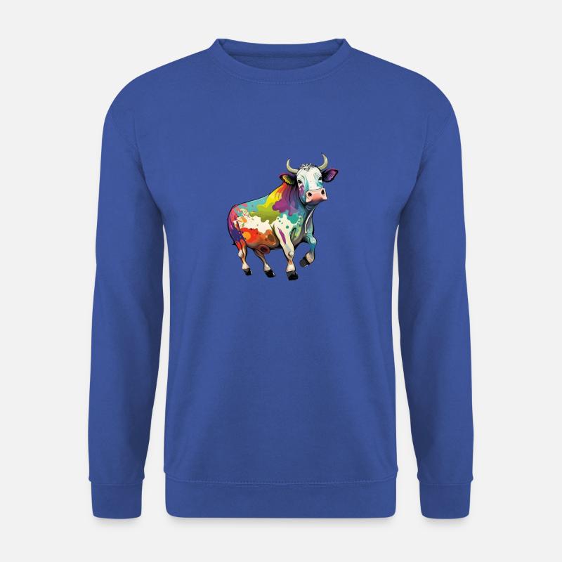 Kuh Zeichnung Regenbogen - Unisex Pullover - Royalblau
