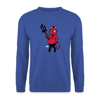 Fetter roter Teufel - Unisex Pullover - Royalblau - Vorne - Alina (178cm) & Michal (187cm)