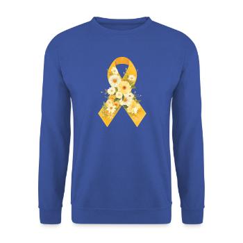 Endometriose Gelbe Schleife mit Blumen Design - Unisex Pullover - Royalblau - Vorne - Alina (178cm) & Michal (187cm)