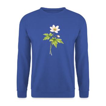 Buschwindröschen Frühlingsblume Illustration   - Unisex Pullover - Royalblau - Vorne - Alina (178cm) & Michal (187cm)