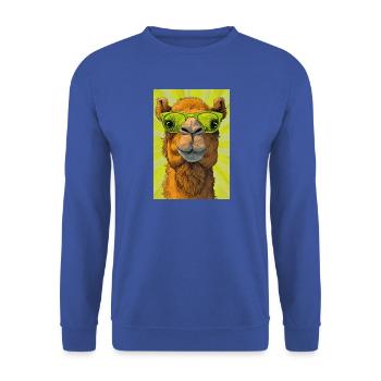 Kamel - Unisex Pullover - Royalblau - Vorne - Alina (178cm) & Michal (187cm)
