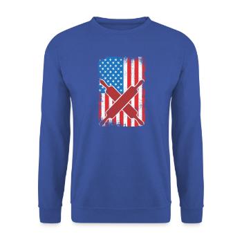 Backen USA Flagge - Unisex Pullover - Royalblau - Vorne - Alina (178cm) & Michal (187cm)
