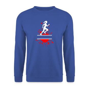 Mud Run Woman – Splash Runner - Unisex Pullover - Royalblau - Vorne - Alina (178cm) & Michal (187cm)