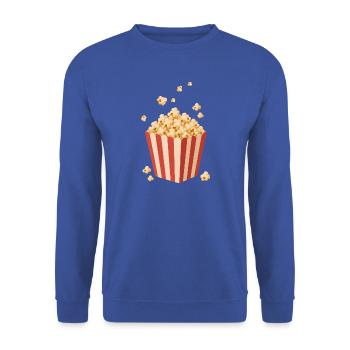 Knuspriges Popcorn Motiv für Kino und Filmabend  - Unisex Pullover - Royalblau - Vorne - Alina (178cm) & Michal (187cm)