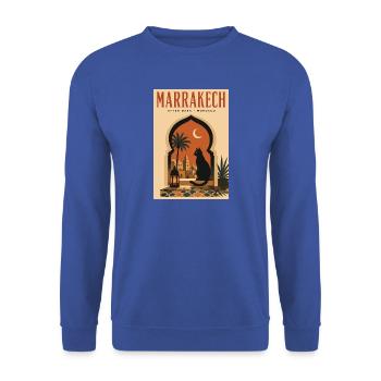 Erleben Sie Marrakesch in Marokko - Unisex Pullover - Royalblau - Vorne - Alina (178cm) & Michal (187cm)