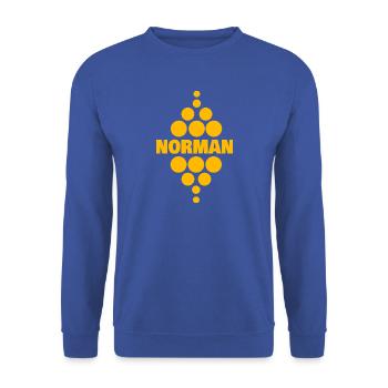 Norman als Vorname - Unisex Pullover - Royalblau - Vorne - Alina (178cm) & Michal (187cm)