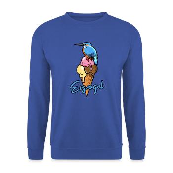 Eisvogel auf Eiswaffel - Unisex Pullover - Royalblau - Vorne - Alina (178cm) & Michal (187cm)