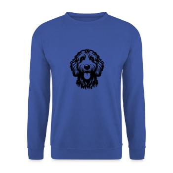 Goldendoodle Drawing Head - Unisex Sweatshirt - royal blue - Front - Alina (178cm) & Michal (187cm)