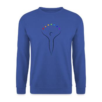 Être de lumière, dessin animiste essenien, noir - Sweat-shirt Unisexe - bleu royal - Devant - Alina (178cm) & Michal (187cm)