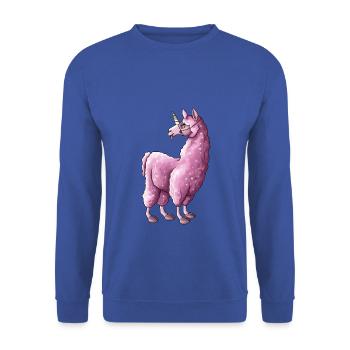Illustration de licorne lama rose lama - Sweat-shirt Unisexe - bleu royal - Devant - Alina (178cm) & Michal (187cm)