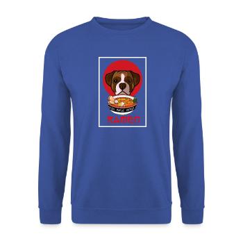 Lustige Boxer-Dog-Ramen-Nudeln, japanische Kunst - Unisex Pullover - Royalblau - Vorne - Alina (178cm) & Michal (187cm)