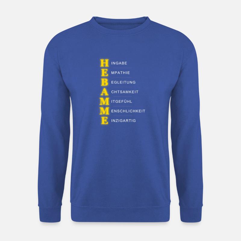 Hebamme Akrostichon – Herz & Hingabe - Unisex Pullover - Royalblau