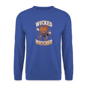 Wicked Watcher Kürbis - Unisex Pullover - Royalblau - Vorne - Alina (178cm) & Michal (187cm)