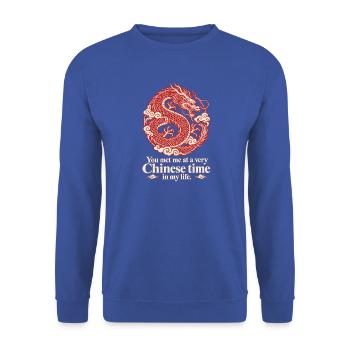 Chinesisches Drachenwolken-Emblem - Unisex Pullover - Royalblau - Vorne - Alina (178cm) & Michal (187cm)