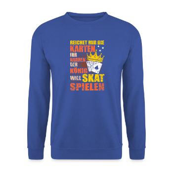 Skat Spieler Skat Club Skate Turnier Kartenspiel - Unisex Pullover - Royalblau - Vorne - Alina (178cm) & Michal (187cm)