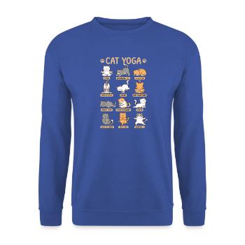 Cat Yoga Katze Yoga Posen Lustiges Katzen Motiv - Unisex Pullover - Royalblau - Vorne - Alina (178cm) & Michal (187cm)