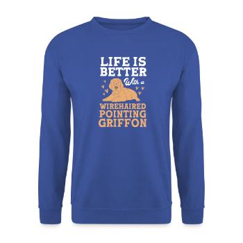 Griffon Hund - Unisex Pullover - Royalblau - Vorne - Alina (178cm) & Michal (187cm)