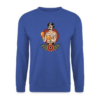 Boxeur de style tatouage à l’ancienne - Sweat-shirt Unisexe - bleu royal - Devant - Alina (178cm) & Michal (187cm)