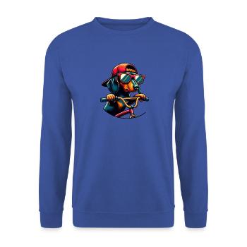 Teckel BMX Cyclisme Vélo Chien Propriétaire Design - Sweat-shirt Unisexe - bleu royal - Devant - Alina (178cm) & Michal (187cm)